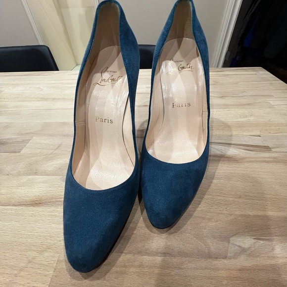 CHRISTIAN LOUBOUTIN Blue Eloise Navy Marine Suede Pumps EU 38/US 7.5 - Picture 11 of 12